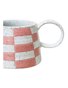 Celeste Hand Painted Mug in Pink Check