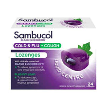 SAMBUCOL COLD & FLU + COUGH MEDICATED LIQUID CENTER LOZENGES 24 PK