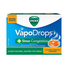 VICKS VAPODROPS + SINUS CONGESTION HONEY LOZENGES 16PK