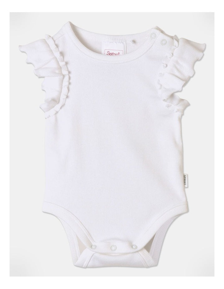 Essential Rib Plain Bodysuit in White