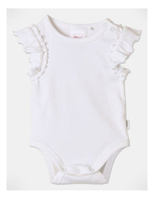Essential Rib Plain Bodysuit in White