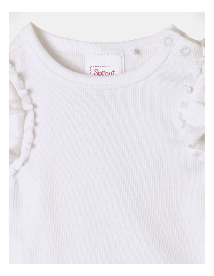 Essential Rib Plain Bodysuit in White
