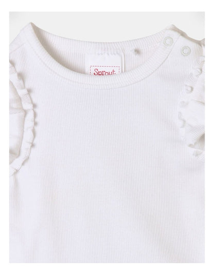 Essential Rib Plain Bodysuit in White