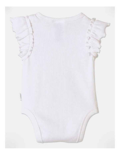 Essential Rib Plain Bodysuit in White