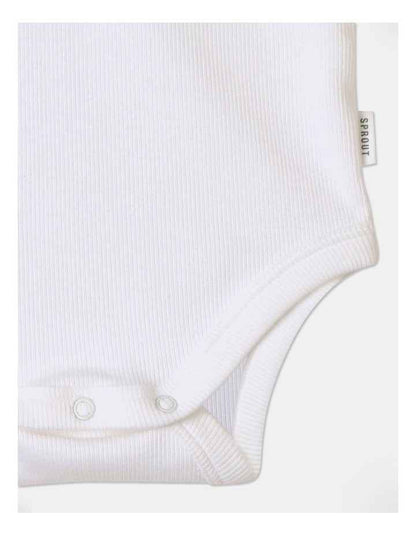 Essential Rib Plain Bodysuit in White