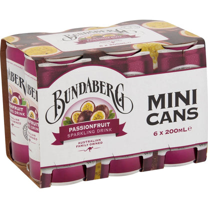 Bundaberg Passionfruit Sparkling Drink 200ml x6 Pack