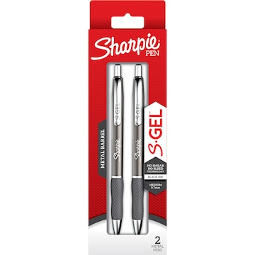 Sharpie Pen S Gel Medium Metal Barrel Black 2 pack