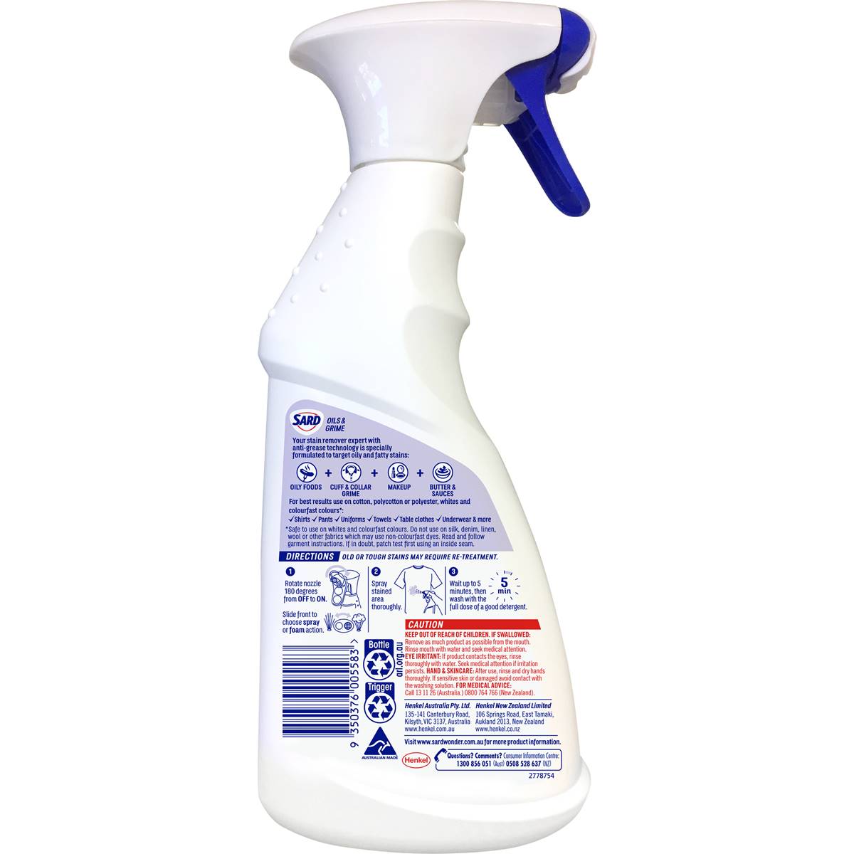 Sard Oils & Grime Stain Remover Spray 420ml