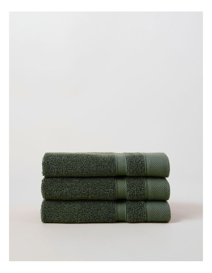 Heritage Luxury Egyptian 3pk Face Washer in Forest Green