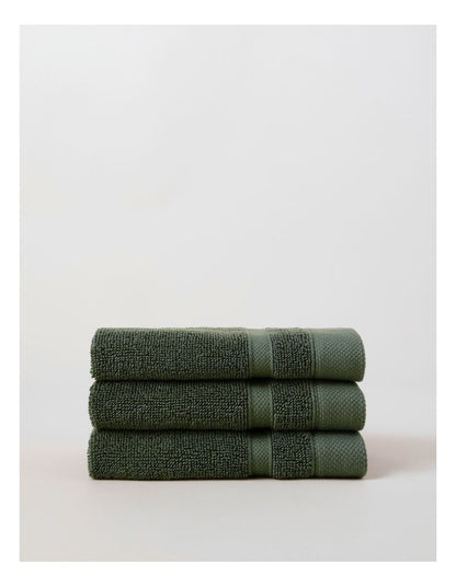 Heritage Luxury Egyptian 3pk Face Washer in Forest Green