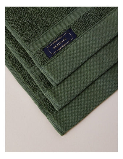 Heritage Luxury Egyptian 3pk Face Washer in Forest Green