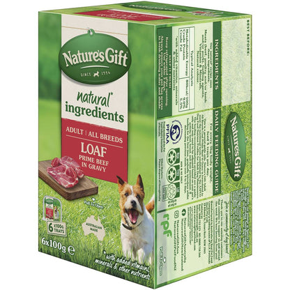 Nature's Gift Adult Wet Dog Food Loaf Prime Beef In Gravy 100g x 6 pack