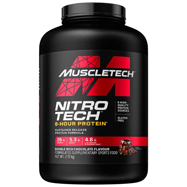 MuscleTech NitroTech 8 Hour Protein Double Rich Chocolate 2.72kg