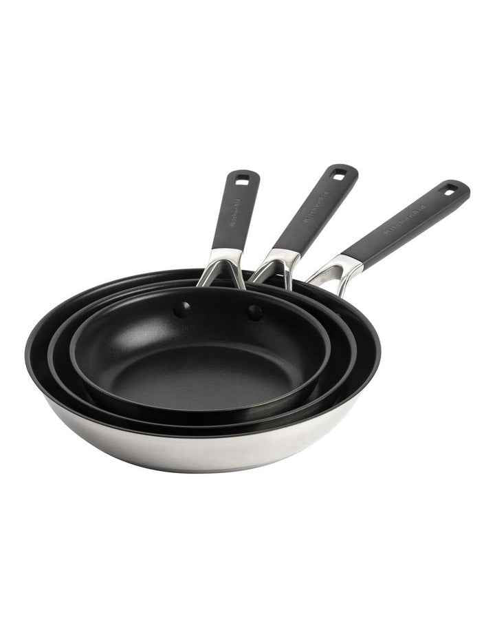 Classic Stainless Steel Triple Frypan Set 20 x 24 x 28cm in Silver