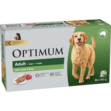 Optimum Adult Wet Dog Food with Lamb & Rice Trays 100g x 24 pack