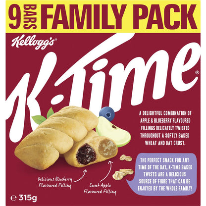 Kellogg's K-Time Baked Twists Apple & Blueberry Flavoured Snack Bars 9 Pack