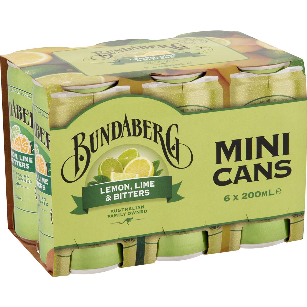 Bundaberg Mini Cans Lemon Lime Bitters 6 x 200ml
