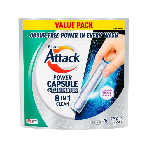 BIOZET ATTACK POWER LAUNDRY CAPSULES +ELIMINATOR 50 PACK