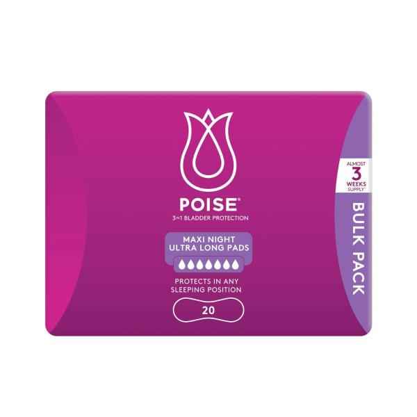 POISE MAXI NIGHT PADS 20 PACK