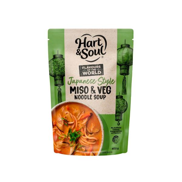 HART & SOUL POUCH SOUP JAPANESE STYLE MISO & VEG NOODLE 400G