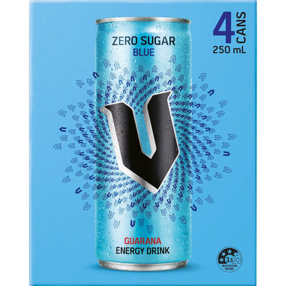 V Energy Sugarfree Blue Guarana Energy Drink 250mlx 4pack