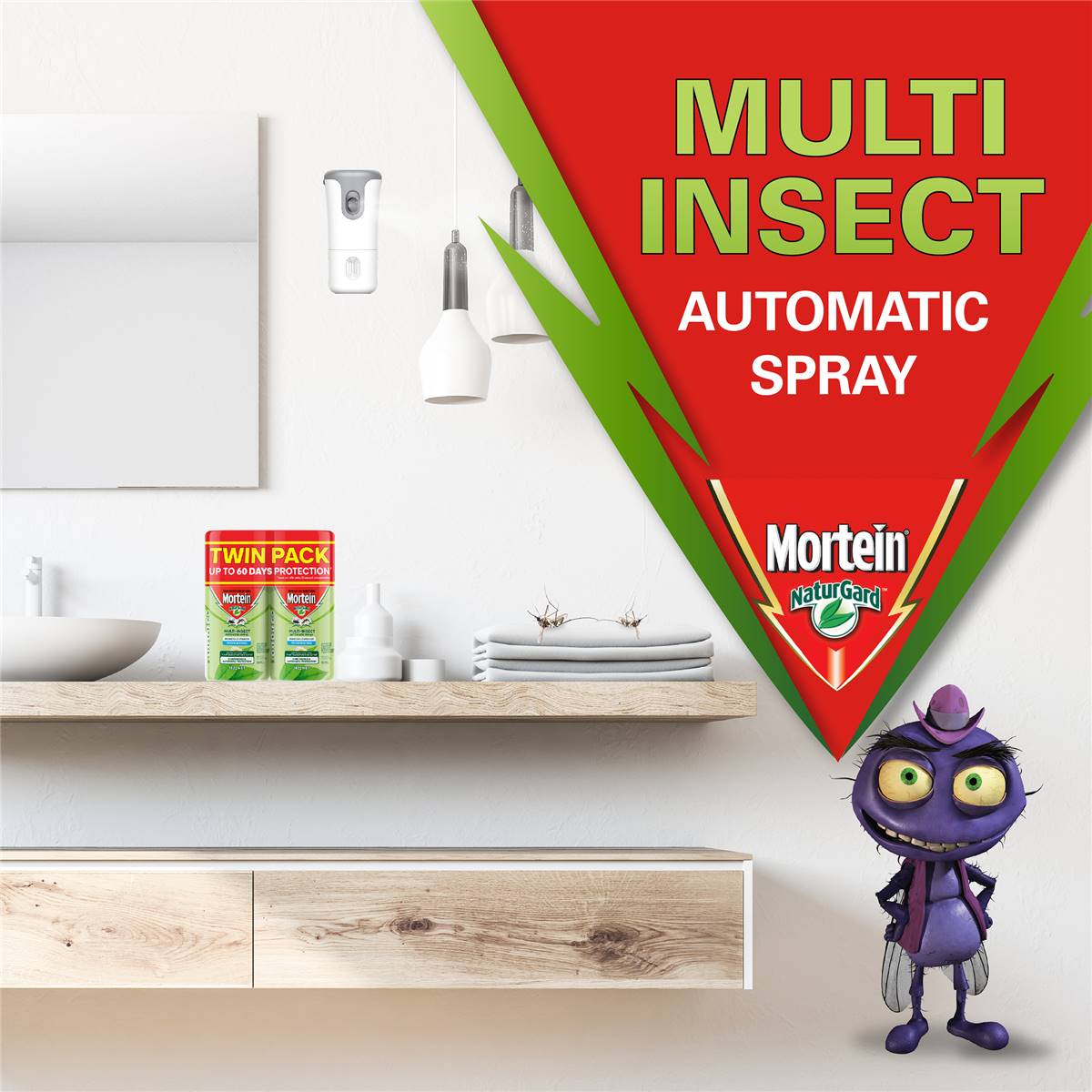 Mortein Naturgard Fragrance Free Multi Insect Automatic Spray Refill 152g x 2 Pack