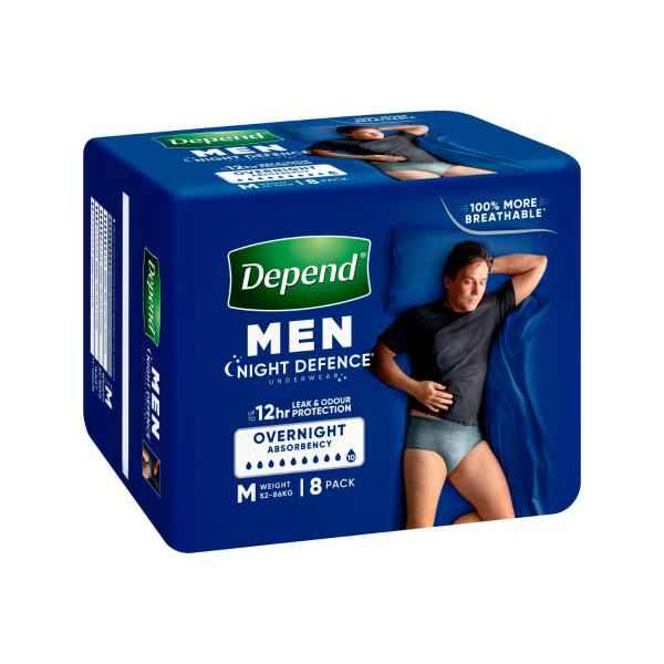 DEPEND MEN REAL FIT NIGHT DEFENCE UNDERWEAR SIZE MEDIUM 8 PACK