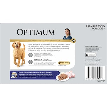 Optimum Adult Wet Dog Food with Chicken & Rice Trays 100g x 24 pack
