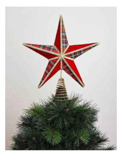 Heirloom Christmas Tartan Star Tree Topper 34cm in Multi