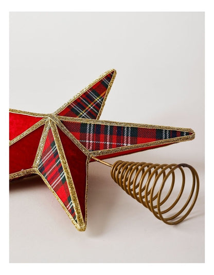 Heirloom Christmas Tartan Star Tree Topper 34cm in Multi