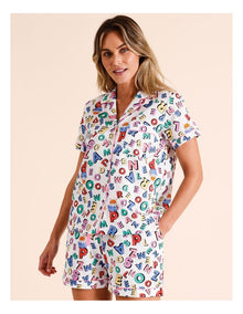 Short Sleeve PJ Set in Fox Letters