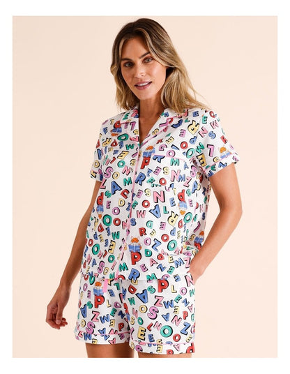 Short Sleeve PJ Set in Fox Letters
