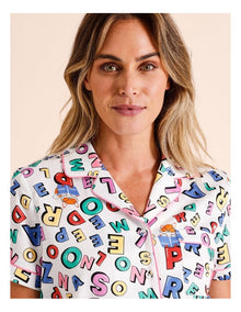Short Sleeve PJ Set in Fox Letters