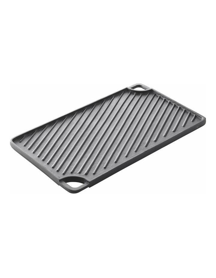 Seasoned Double Sided Cast Iron Griddle 42x24cm - Black