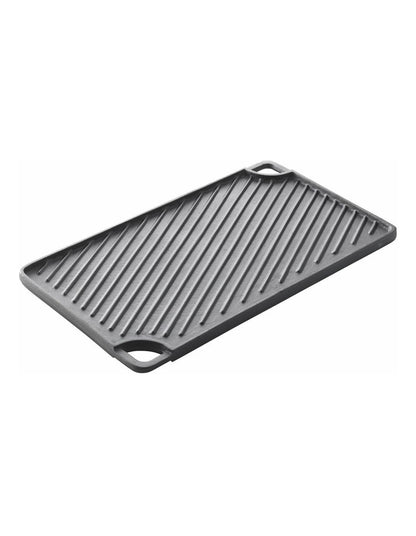 Seasoned Double Sided Cast Iron Griddle 42x24cm - Black