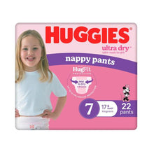 HUGGIES ULTRA DRY NAPPY PANTS GIRL SIZE 7 17KG  22 PACK