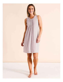 Snug PVE Sleeveless Nightie in Grape Stripe