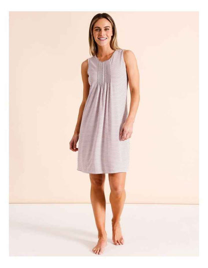Snug PVE Sleeveless Nightie in Grape Stripe