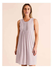 Snug PVE Sleeveless Nightie in Grape Stripe
