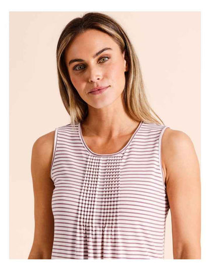 Snug PVE Sleeveless Nightie in Grape Stripe