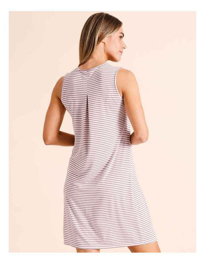 Snug PVE Sleeveless Nightie in Grape Stripe