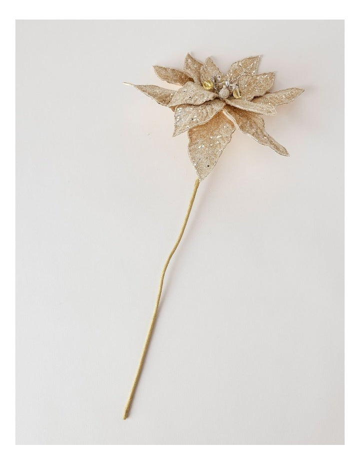 Luxe Christmas Beaded Metallic Pick 50cm in Champagne
