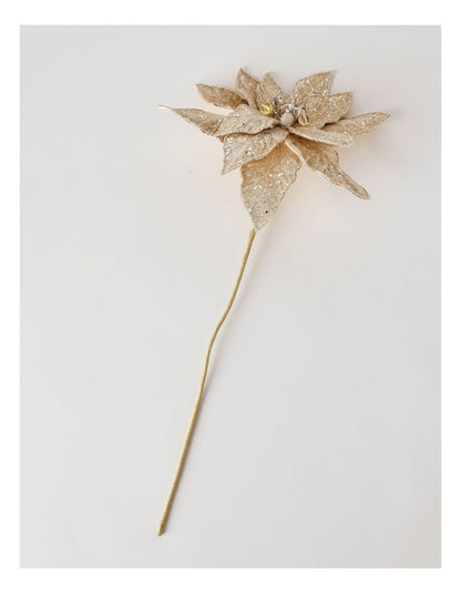 Luxe Christmas Beaded Metallic Pick 50cm in Champagne