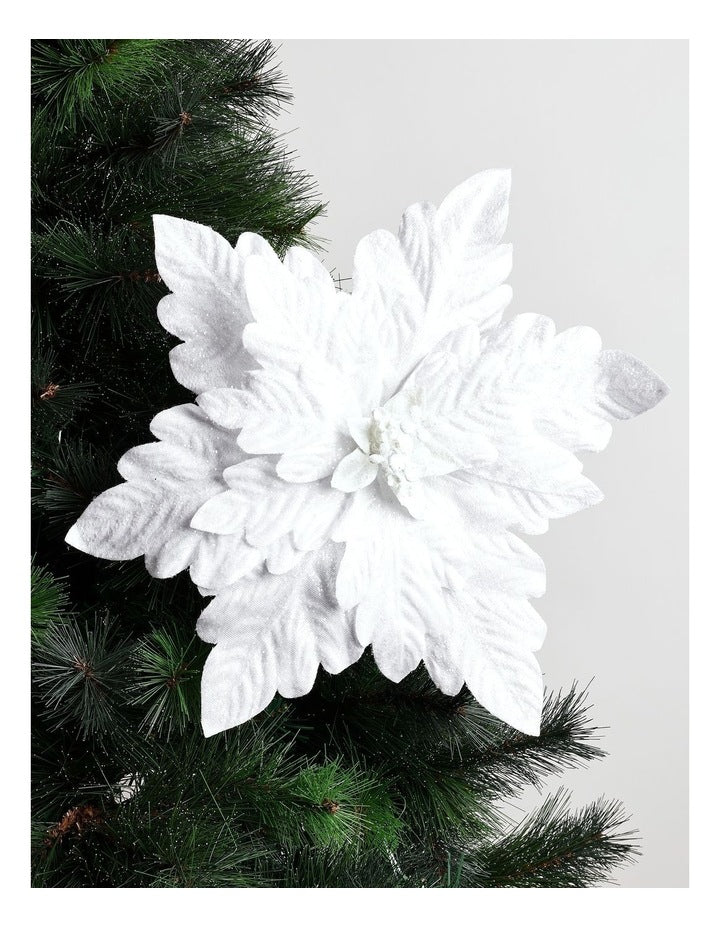 Luxe Christmas Oversized Poinsettia Pick 61cm in White