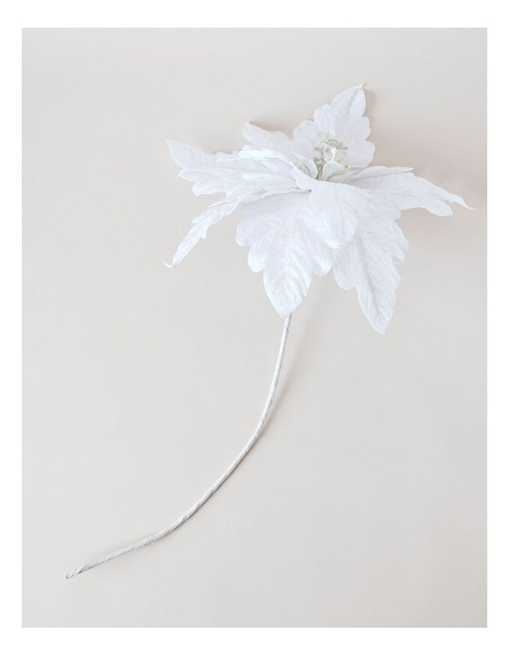 Luxe Christmas Oversized Poinsettia Pick 61cm in White