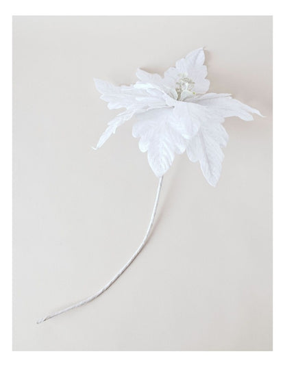 Luxe Christmas Oversized Poinsettia Pick 61cm in White