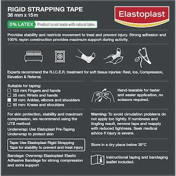 Elastoplast Rigid Strapping Tape For Prevention & Support 15m each