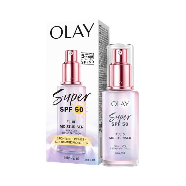OLAY SUPER SPF50 FLUID MOISTURISER 50ML