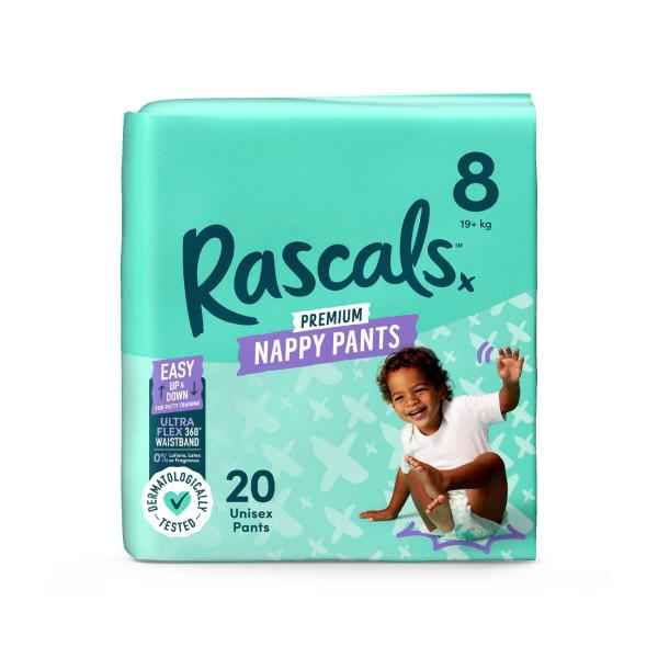 RASCALS NAPPY TRAINING PANTS SIZE 8 20 PACK