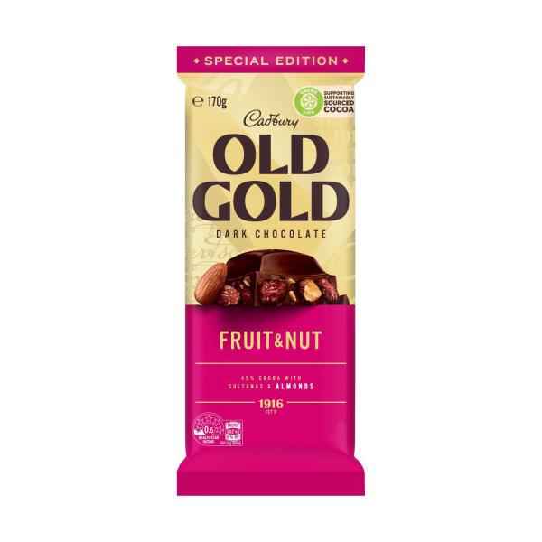 CADBURY OLD GOLD FRUIT AND NUT BLOCK CHOCOLATE:.:170 GRAM